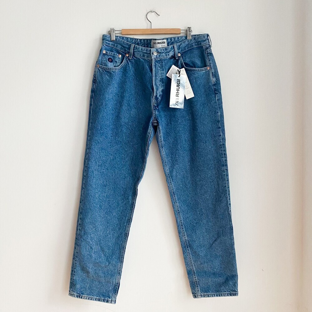 NWT Zara Rhuigi Medium Wash Baggy Relaxed Fit men's jeans 36W